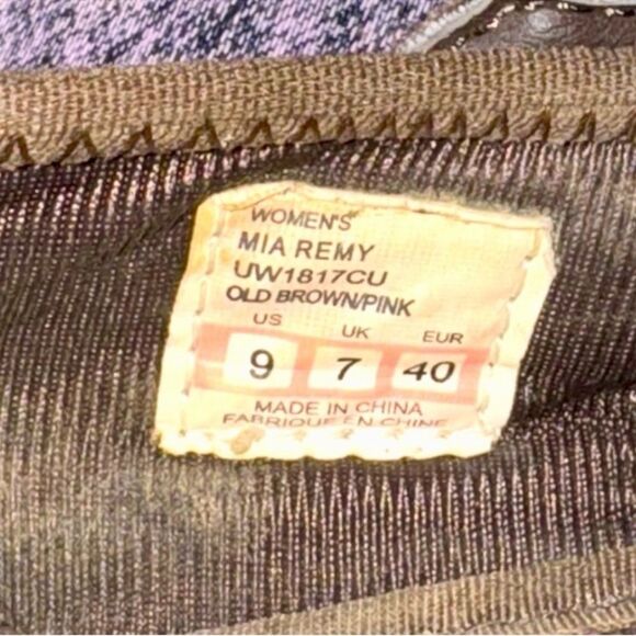 Boho CUSHE Mia Reme Shoes ~ Brown Leather Mary Jane with Pink Flowers ~ Size 9 - Picture 3 of 16